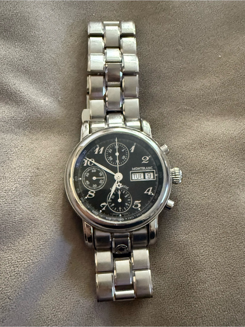 Montblanc Silver Stainless Steel Watch with Black Dial